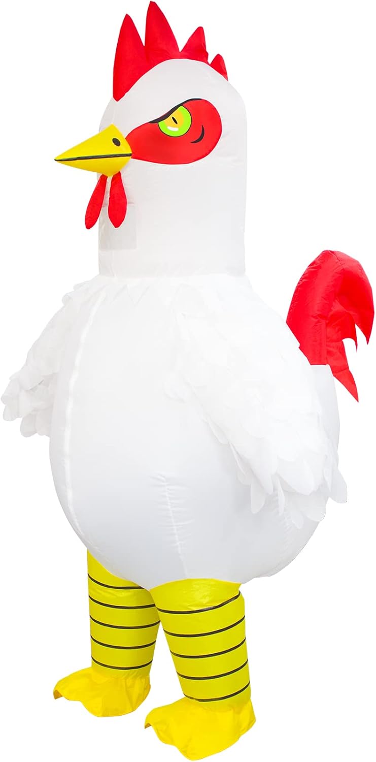 Silom Inflatable Chicken Costume Halloween Fancy Dress Rooster Chicken Inflatable Costumes for Adult Men Women Cosplay Christmas Birthday Wedding Easter Party Blow Up Costume.