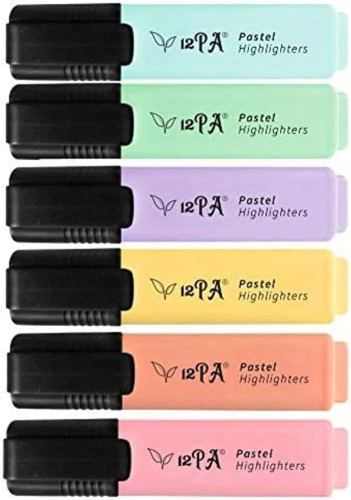 12PA 8 Chisel Tipped Highlighters