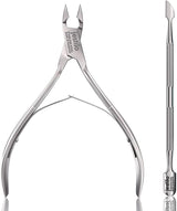 Jestilo Cuticle Remover Tool Set with Cuticle Cutter and Cuticle Pusher - Stainless Steel Professional Cuticle Nipper and Pusher Nail Care Tools for Salon and Level Mani-Pedi at Home - Silver (Silver).