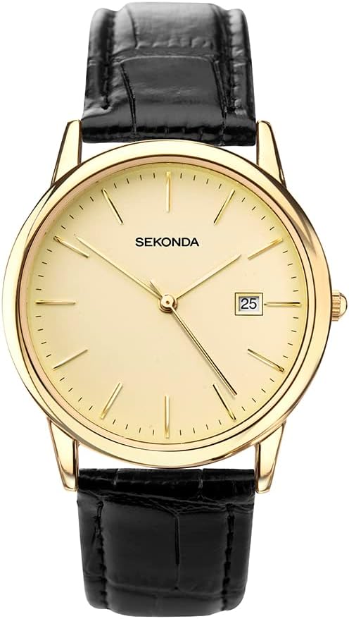 Sekonda Men's Classic 37mm Quartz Watch with Date Window and Leather Strap.