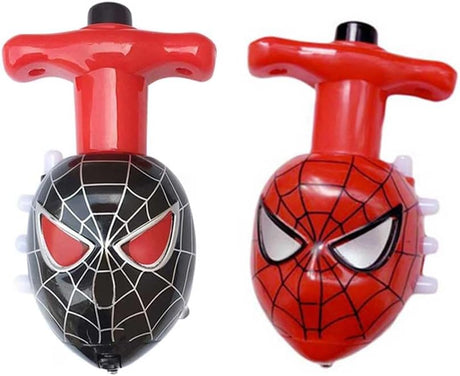 PEBBLE HUG Spiderman Flashing Spinning Top, with Music and Light, Interactive Toy, Spinners for Kids, Easy to Play, Perfect Toy for Children of Age 3 Years and Above (2 Pcs).