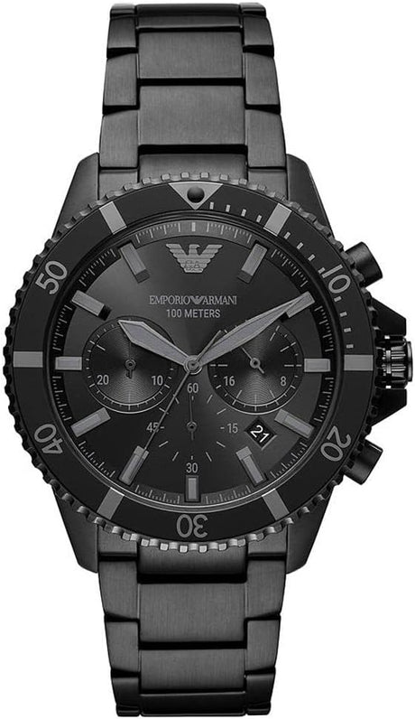 Emporio Armani Men's Chronograph, Stainless Steel Watch, 43mm case size.