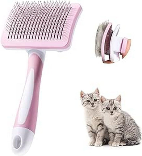 Vinabo Self-cleaning Pet Brush, Brush for Long and Short Hair, For Dogs, Cats, Effectively Eliminate Tomentosis Undercoat, Tangles, Pink.