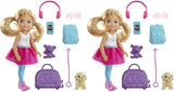 Barbie Dreamhouse Adventures Doll, Blonde Chelsea Doll with Pink Skirt, Toy Puppy, Backpack, Travel Set and Doll Accessories, Toys for Ages 3 and Up, One Barbie Doll, FWV20.