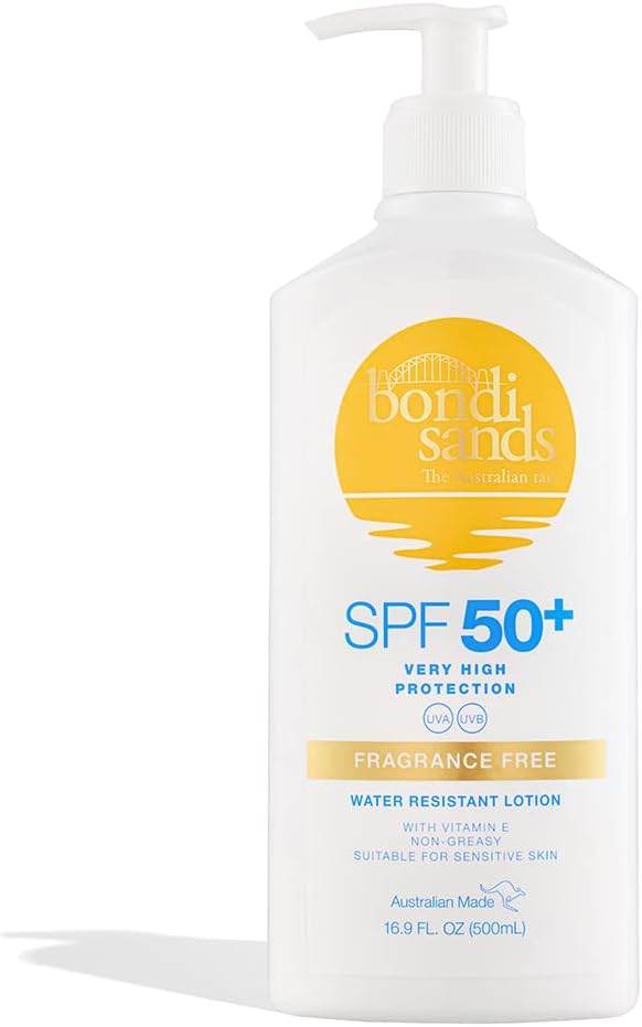 Bondi Sands Fragrance Free Sunscreen Lotion SPF 50+ | Non-Greasy Broad-Spectrum Formula Moisturises, Soothes, and Protects Skin, Water Resistant Up To 4 Hours, Vegan + Cruelty Free | 150 mL/5.07 Oz.