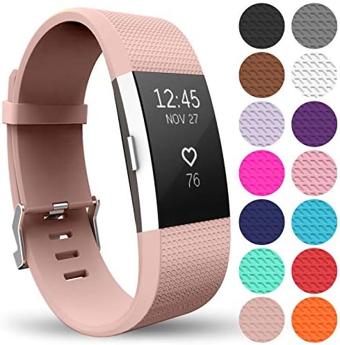 Yousave Accessories Compatible With FitBit Charge 2 Strap, Adjustable Band Straps, Replacement Silicone Sport Wristband For Men/Women in Small or Large.