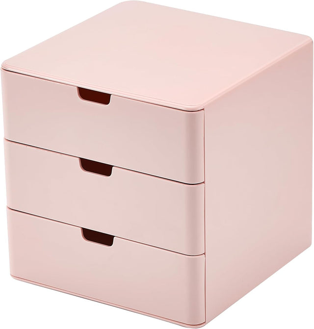 Dalanpa 3-Drawer Vanity Organizer, Compact Storage Organization Drawers Small Size Pink.