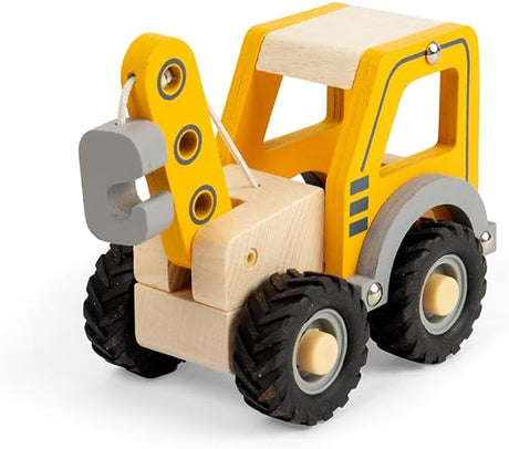 Bigjigs Toys Mini Crane Truck - Kids Cranes, Wooden Construction Toy, Toddler Play Vehicle, Sandpit Playsets, Gifts For Toddlers, Sustainably Made, Age 12+ Months.