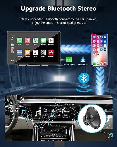 LAMTTO 9 Inch Wireless Car Stereo with Apple Carplay &amp; Android Auto,Backup Camera,Portable Touch Screen Car Play GPS Navigation for Car,Car Audio Receivers with Mirror Link,Bluetooth,FM, Siri