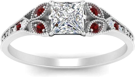 Created Gemstone Square Shape Faceted Ruby Cz ring - 92.5 Sterling Silver Ring Red Ruby Cz Gems ring - now trending Channel Setting gift for father's day Full Finger Ring-n uk.