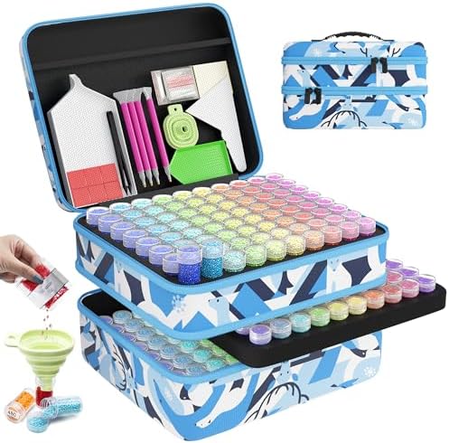 ARTDOT 60 Slots Diamond Art Storage Boxes Kits for Adults, Portable Diamond Painting Accessories and Tools Kit for Bead Organization and Storage