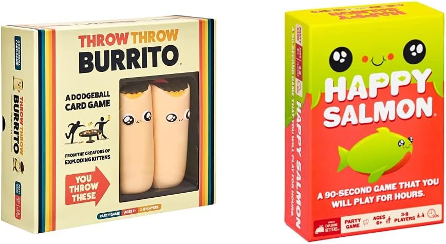 Exploding Kittens Presents Throw Throw Burrito - A Dodgeball Card Game - Family Card Games for Adults, Teens & Kids - 2-6 Players - Ages 7 and Up - 120 Cards.