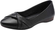 rismart Women's Leather Ballet Pumps Slip on Low Wedge Comfortable Work Shoes.