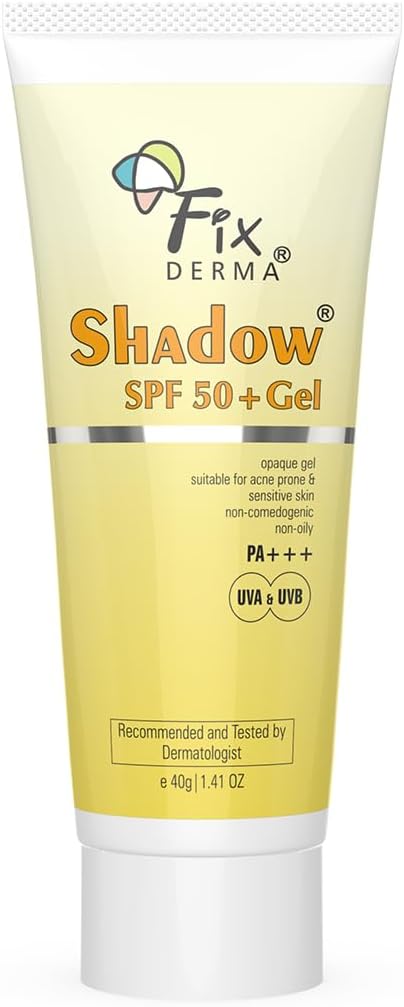 Fixderma Shadow SPF 50 Gel for Oily Skin, Sunscreen for Face, Dermatologist Tested Moisturiser for Men, Sunscreen SPF 50 Face, Water Resistant Sunscreen, SPF 50 Face Moisturiser- 1.41 OZ.