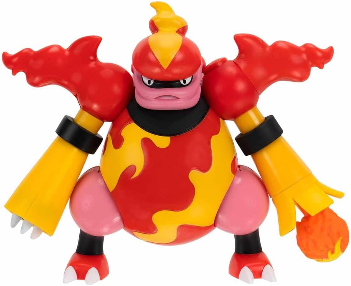 Pokémon Magmortar Battle Feature Figure - 4.5-Inch Magmortar Battle Figure with Fireball Cannon.