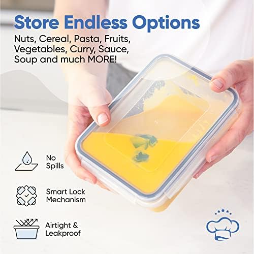 Chef's Path Set of Storage Boxes – Plastic Storage Boxes with Practical Lid (16 Pieces) – Waterproof Plastic Boxes – BPA Free – Labels and 1 Chalk Marker