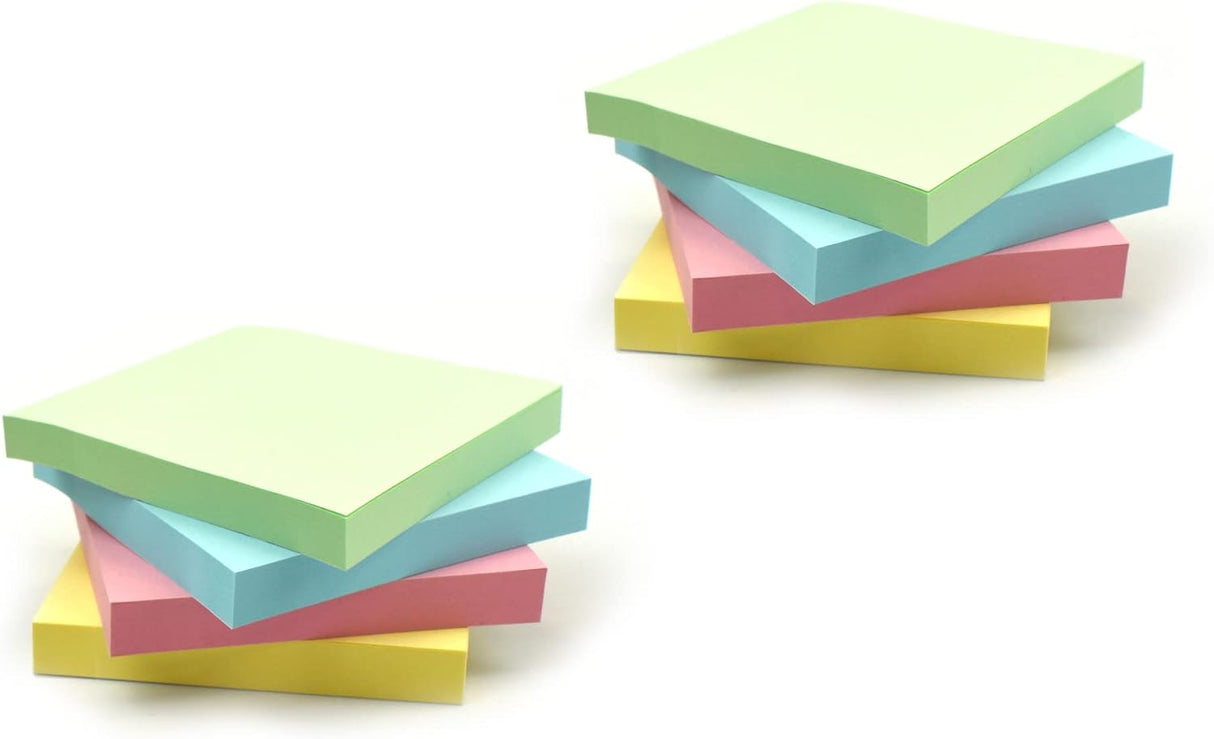 400 Pastel Sticky Notes (76x76mm) - Colourful Removable Adhesive Memo Pads in Blue, Pink, Green, Yellow | Set of 4 Pads (100 Sheets Each) | Office, Home & School Use - 4 Packs