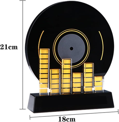 Trophies, Medals Awards Black Crystal Trophy Music Awards Ceremony Trophy DJ Disc Award Souvenir Trophy Competition Engraved Trophy Music Record Trophy (Color : Black, Size : 18 * 21cm).