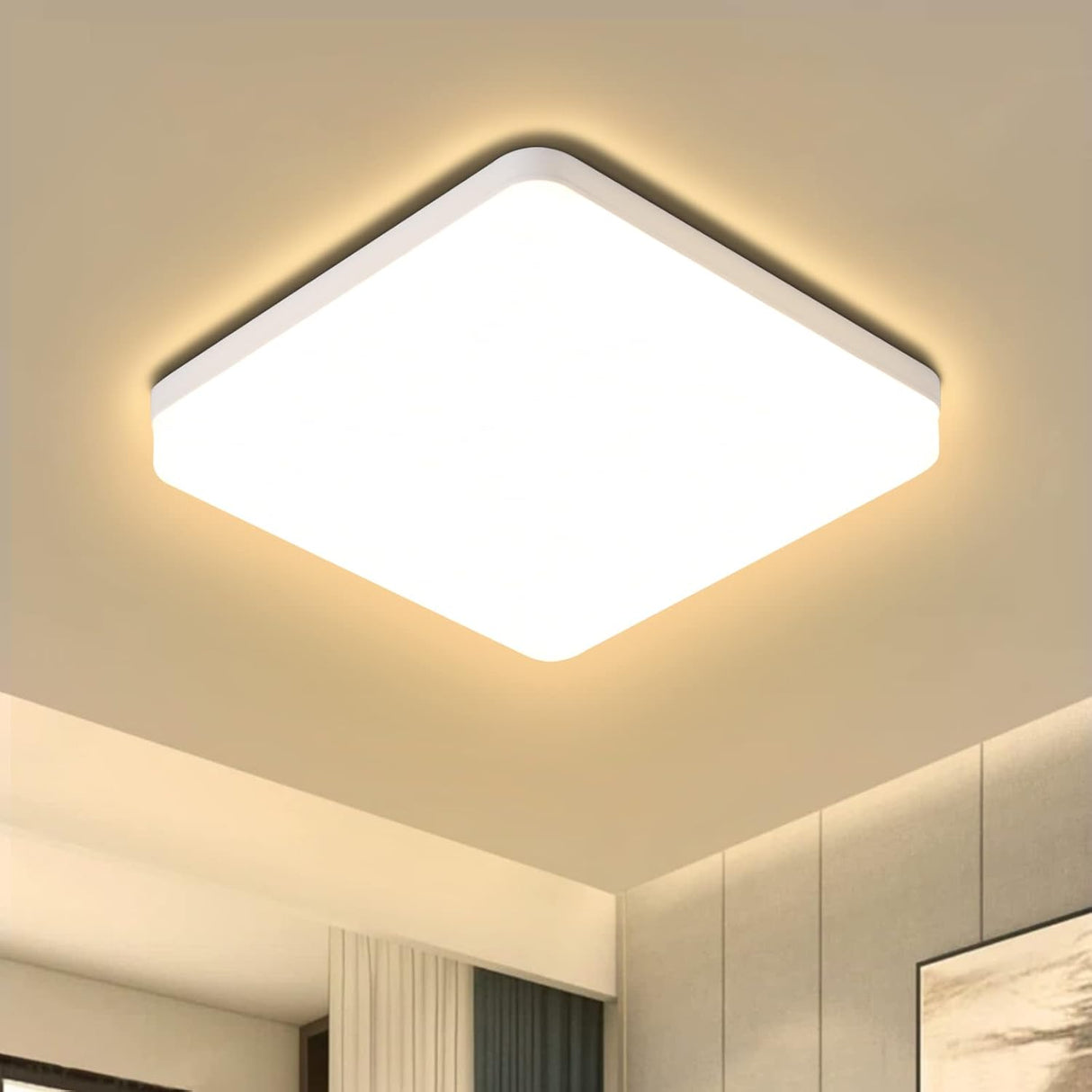 ASHUAQI LED Ceiling Light, 36W 6500K Daylight White Ceiling Lights, 3240LM Square Ceiling Lights for Kitchen, Bedroom, Hallway, Toilet, Porch, Lounge, Laundry, Dining Room, Balcony, Utility Room