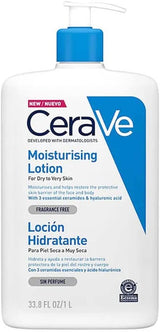 CeraVe Moisturising Lotion, with hyaluronic acid and 3 essential ceramides, Daily Face & Body Moisturiser for Dry to Very Dry Skin (Packaging may vary) 236 ml (Pack of 1).