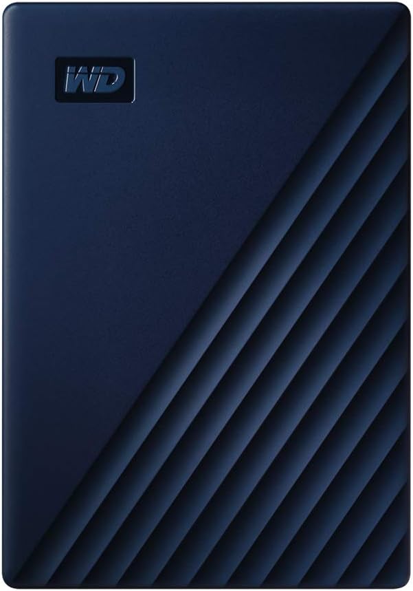 WD 2TB My Passport for Mac portable external storage, USB 3.0, Mac Compatible external hard drive, software for device management, backup and password protection, Time Machine Ready, Midnight Blue.