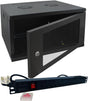 6u 450mm 19" Black Wall Mounted Data Cabinet, with 6 way PDU Power Distribution Unit.