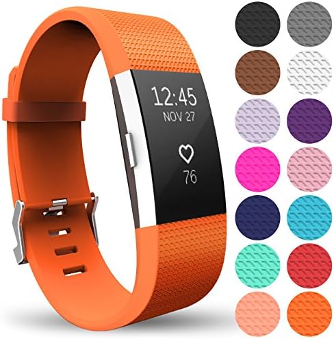 Yousave Accessories Compatible With FitBit Charge 2 Strap, Adjustable Band Straps, Replacement Silicone Sport Wristband For Men/Women in Small or Large.