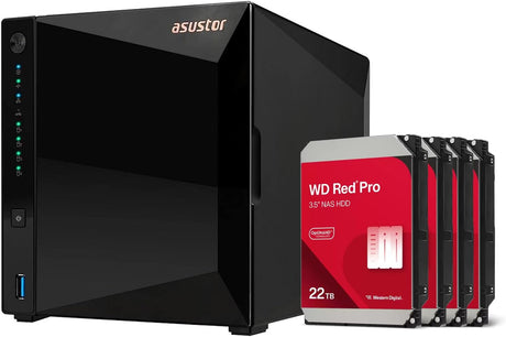 Asustor AS3304T 2GB NAS 88TB (4X 22TO) WD Red Pro, Assembled and tested with SE ADM installed.