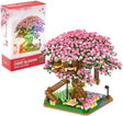 GaoDeBuChou Purple Sakura Tree House Building Block Set,2200 PCS Cherry Blossom Bonsai Mini Micro Bricks Kit,Flowers Botanical Gift for Adult 14+Children(With A Light Kit).