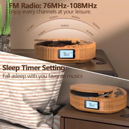 Arafuna CD Player Portable Upgraded Boombox CD Player &amp; Bluetooth Speaker 2 in 1 Combo, Rechargeable Portable CD Player for Car/Home with Remote Control, FM Radio, Support AUX/USB, Headphone Jack