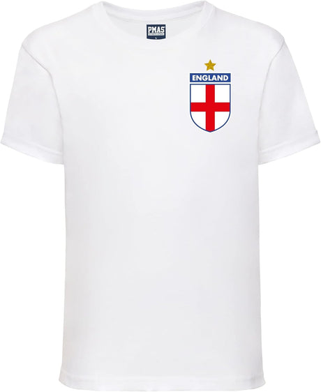 Personalised England Style Home White Football Shirt for Boys and Girls Best Birthday Gift for Children and Unisex Kids Playwear for 9-11 Year Old Kids.