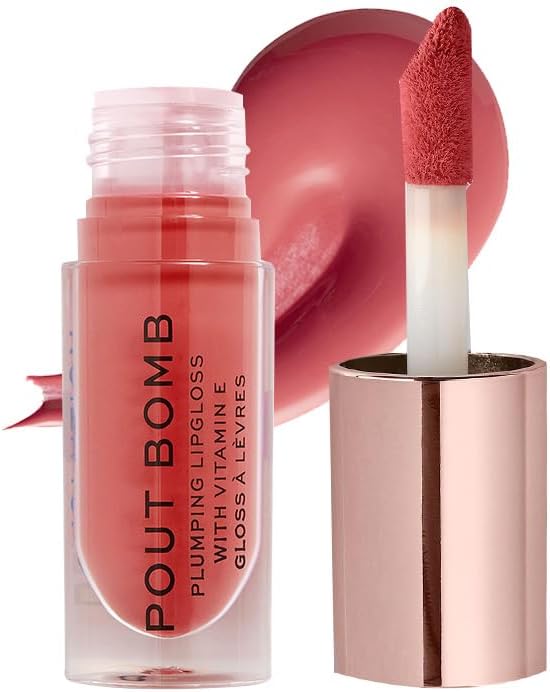 Revolution Beauty London Pout Bomb Plumping Gloss, High Shine, Rich Pigment, Soft Tingle Effect, Glaze Clear.