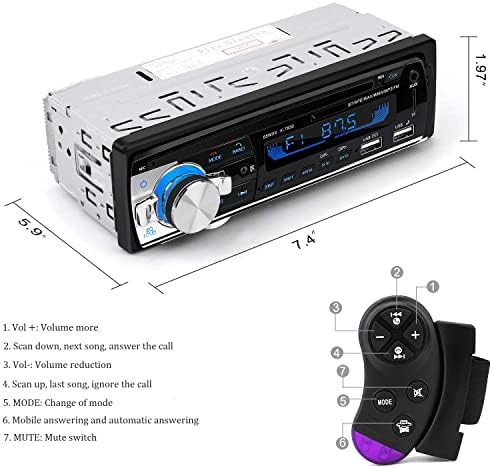 Car Radio Bluetooth Hands-Free, CENXINY 1 DIN Car Stereos with USB and CAR MP3 Player, 4x65W FM Radio, Support IOS and Android Phone (No CD player)