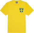 Personalised Sweden Style Home Sun Yellow Football Shirt for Boys and Girls Best Birthday Gift for Children and Unisex Kids Playwear for 3 to 13 Year Old Kids.