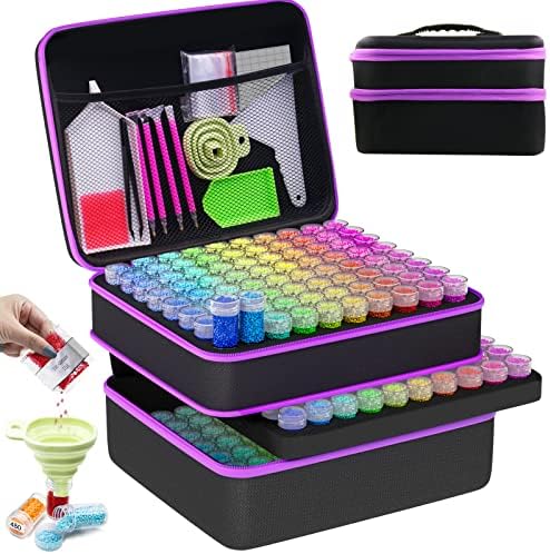 ARTDOT 60 Slots Diamond Art Storage Boxes Kits for Adults, Portable Diamond Painting Accessories and Tools Kit for Bead Organization and Storage