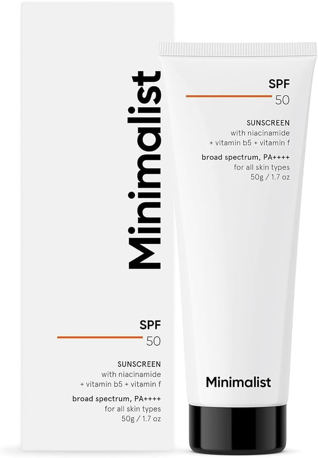 Minimalist Sunscreen SPF 50 Lightweight, No White Cast, Broad Spectrum PA ++++, Acne Safe| For Men & Women, 50 g (Pack of 1).