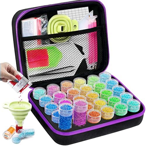 ARTDOT 60 Slots Diamond Art Storage Boxes Kits for Adults, Portable Diamond Painting Accessories and Tools Kit for Bead Organization and Storage