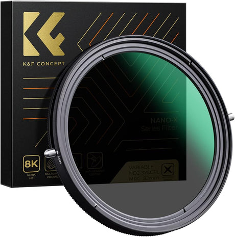 K&F Concept 82mm Variable ND Filter+CPL Circular Polarising Polarizer Filter 2 in 1 Function Graduated Fader Neutral Density Filter MRC 18-Layer ND2 ND4 ND8 ND16 to ND32 No Spox X Issue.