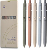 UIXJODO Gel Pens, 5 Pcs 0.5mm Japanese Black Ink Pens Fine Point Smooth Writing Pens with Silicone Grip, High-End Series Metal Clip Retractable Pens (10 Pcs Morandi).