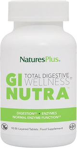 NaturesPlus GI Nutra Total Digestive Wellness Tablets - Probiotics Supplement with Prebiotics, Digestive Enzymes, Glutamine, Calcium - Gut Health, Vegetarian, Gluten Free - 90 Tablets.