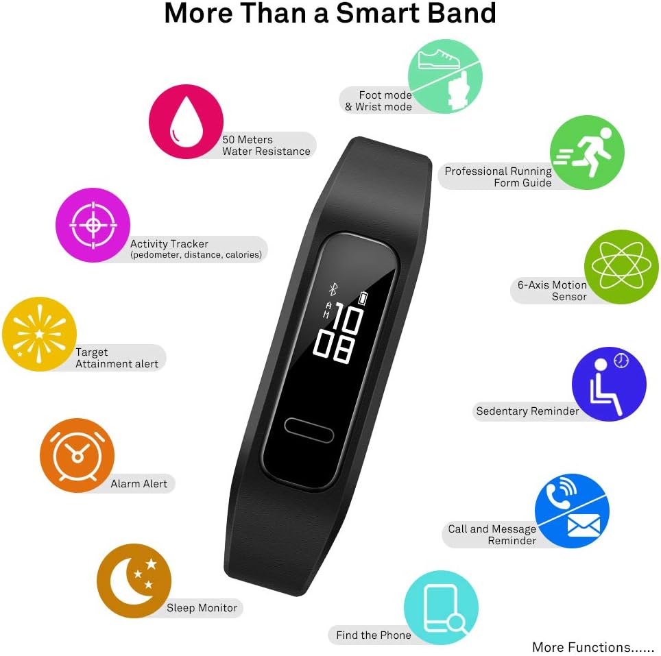 HUAWEI Band 3e Fitness Wristband Activity Tracker - Black (Multi-method wearing,5ATM,Up to 21 days usage) 55030407.