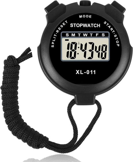 Digital Sports Stopwatch, Multi-Function Digital Sports Stopwatch Large Display, Single Lap/Split Memory Waterproof Stopwatch with12/24 Hour, Clock Alarm for Training Sports Swimming Running (Blue).