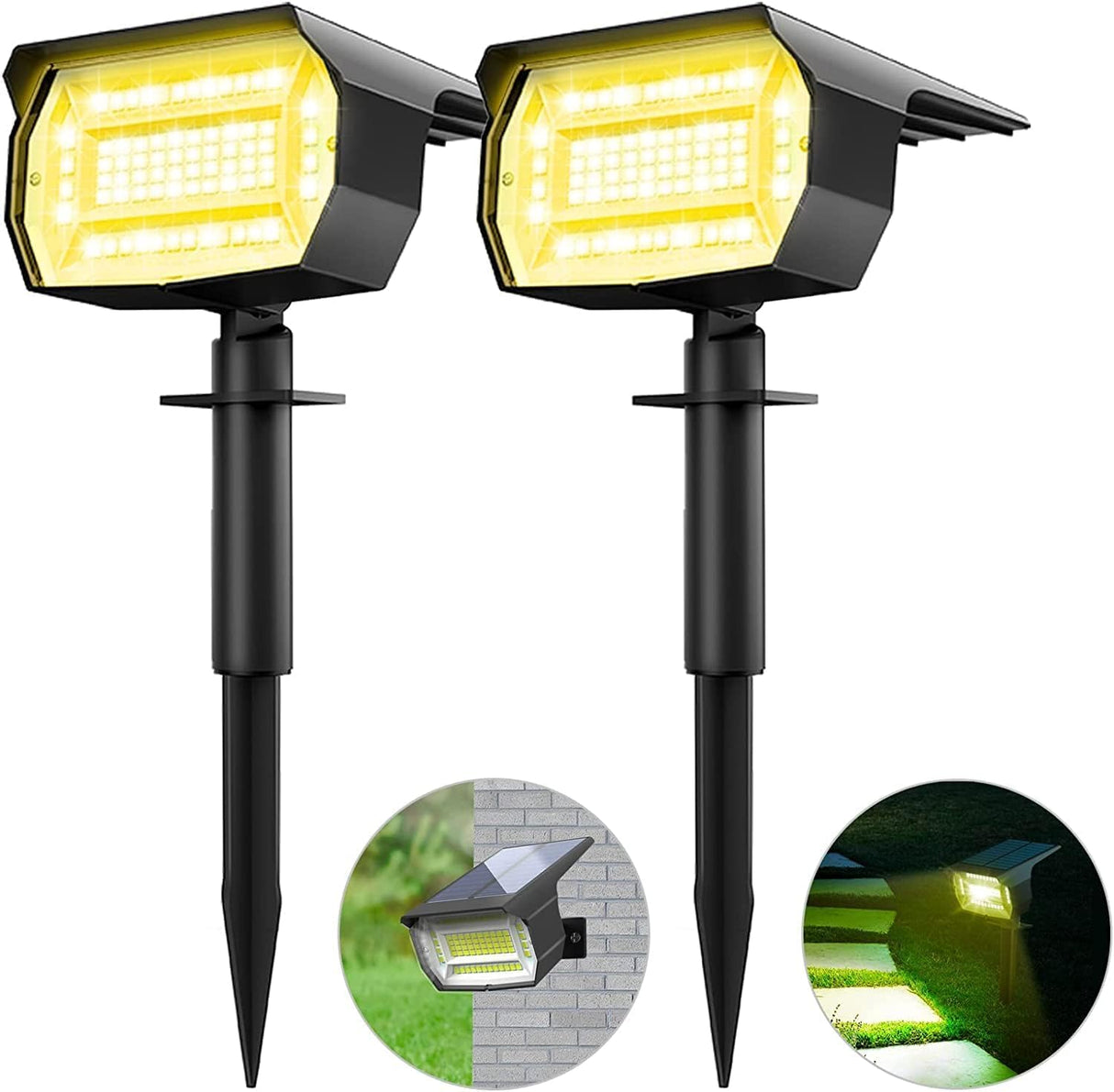 4 Pack Solar Spot Lights Outdoor Garden, 72 LED Solar Landscape Spotlights 3 Modes Solar Lights Outdoor Waterproof Dusk-to-Dawn Spot Lights Solar Powered for Garden Yard Driveway Pathway, Warm White