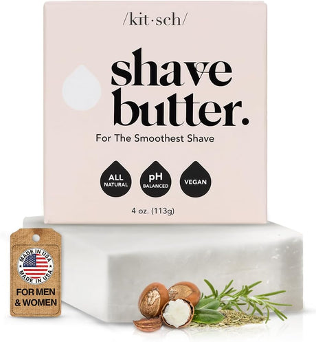 Kitsch Smooth Shave Butter Soap for Men & Women - Hydrating & Nourishing Non-Clog Shaving Soap for Sensitive Skin, Clear Formula for All Skin Types, Shave Butter for Shaving - 4 oz, Pack of 1.