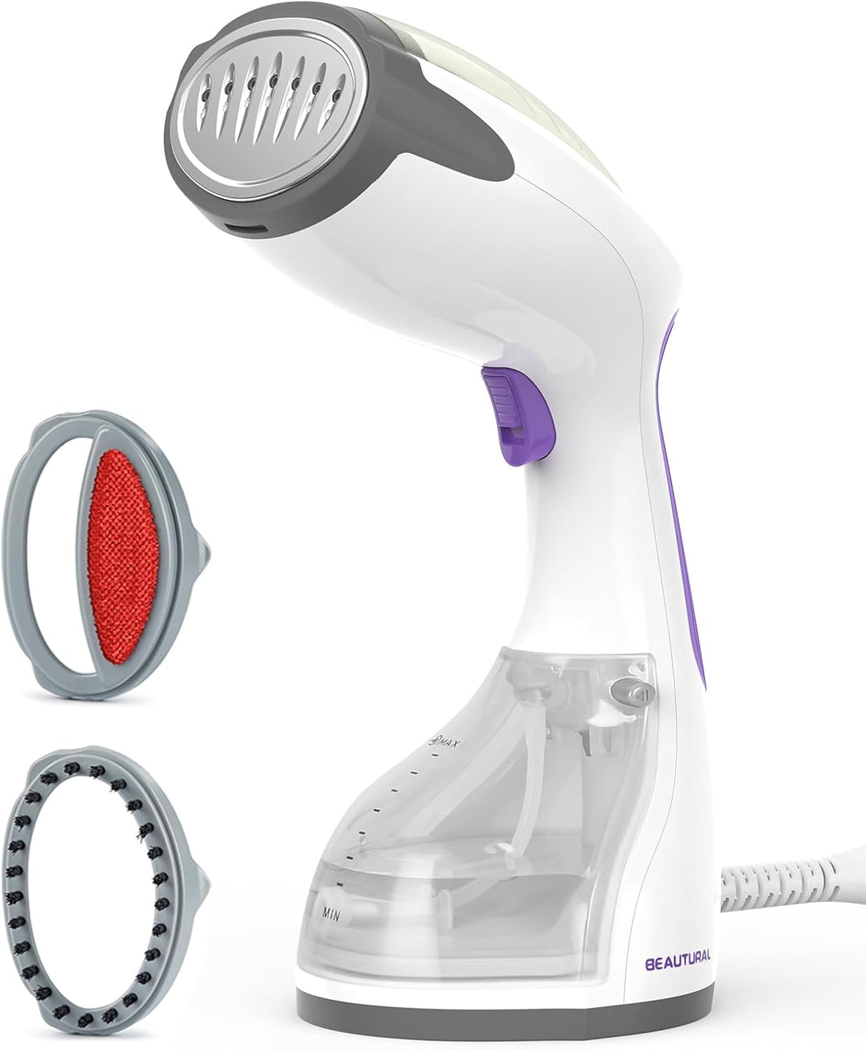 BEAUTURAL Clothes Steamer, Portable Handheld Steamer, Garment Fabric Wrinkles Remover, 30-Second Fast Heat-up, Auto-Off, Large Detachable Water Tank.