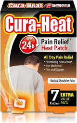 Cura-Heat Back and Shoulder Pain Heat Patch | 7 Patches | Targeted Pain Relief | Pain Relief up to 24h | Penetrating Heat Action.