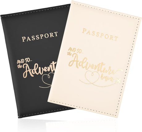 REEKNOKOL Passport Holder, 2 Pcs Leather Passport Cover PU Passport Holder Travel Wallet for Passport, Credit Card, Ticket Card, Business Cards, Boarding Passes (Black+White).