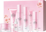 LAIKOU Japan Sakura Skincare Set, Luxury Facial Kit for Women Teenage Girls, Moisturizing & Anti Aging Skincare Gift Set - Cleanser, Toner, Lotion, Serum, Eye Cream, Face Cream, Makeup Primer, 7pcs.