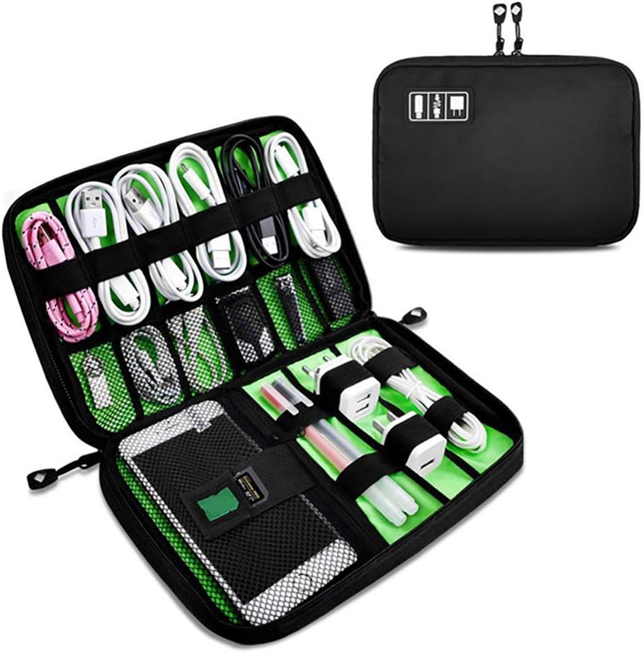 OrgaWise Multifunctional Electronic Bag Waterproof Portable Cable Bag for Charger, Cables, Objects, Kindle, Adapters.