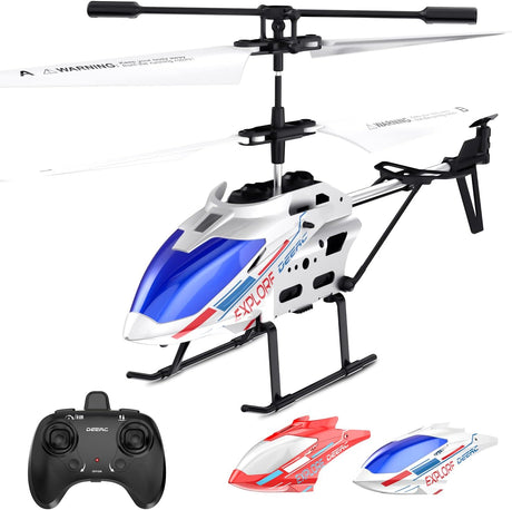 DEERC Remote Control Helicopter, 3.5 CH Altitude Hold RC Helicopters w/Gyro for Beginner, 2 Shells LED Light One Key Take Off/Landing, 2.4GHz Aircraft Indoor Flying Toy for Kids Boys Girls.